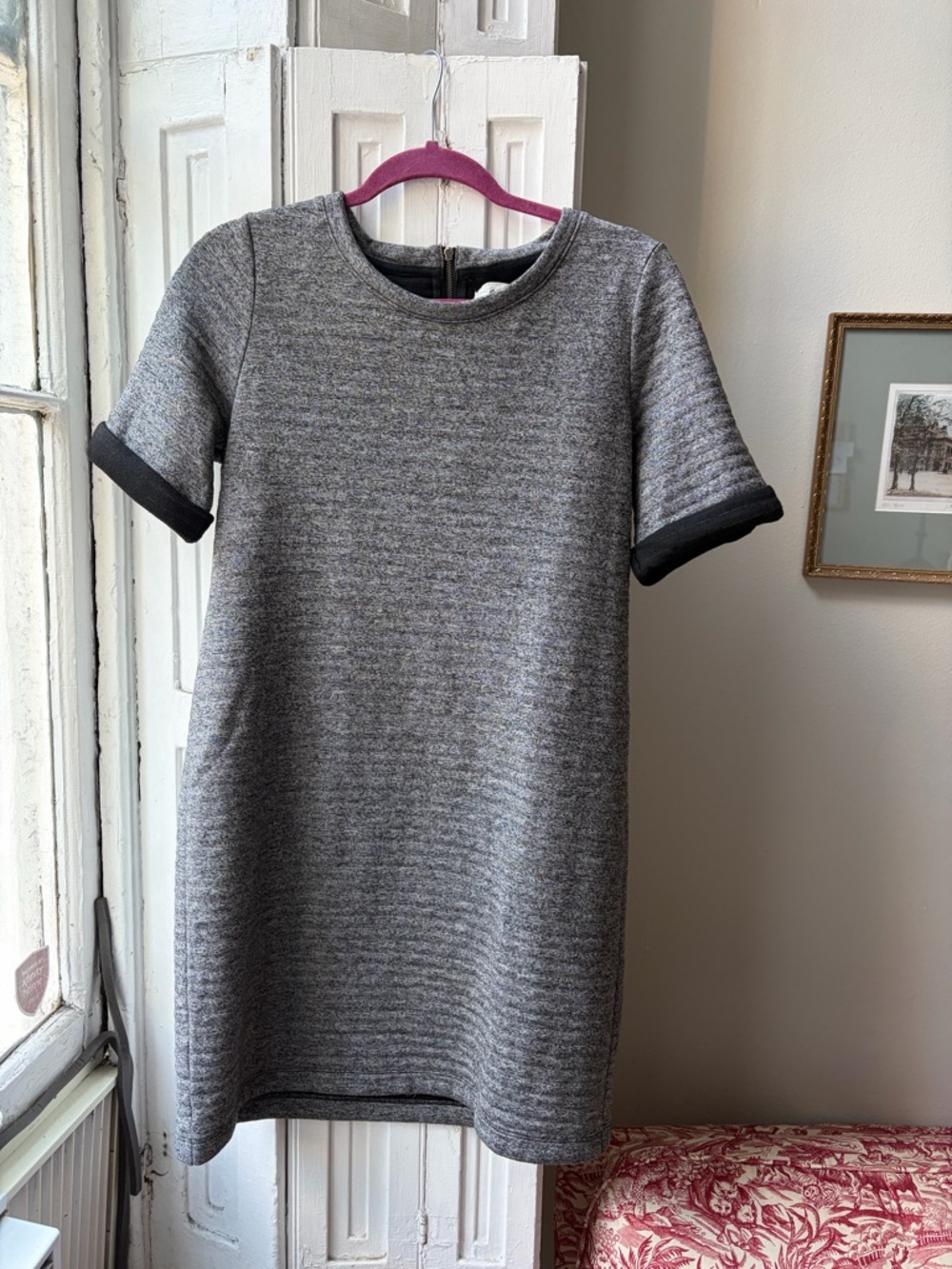 Lou & Grey Heathered Grey Short-Sleeve Shift Mini Dress